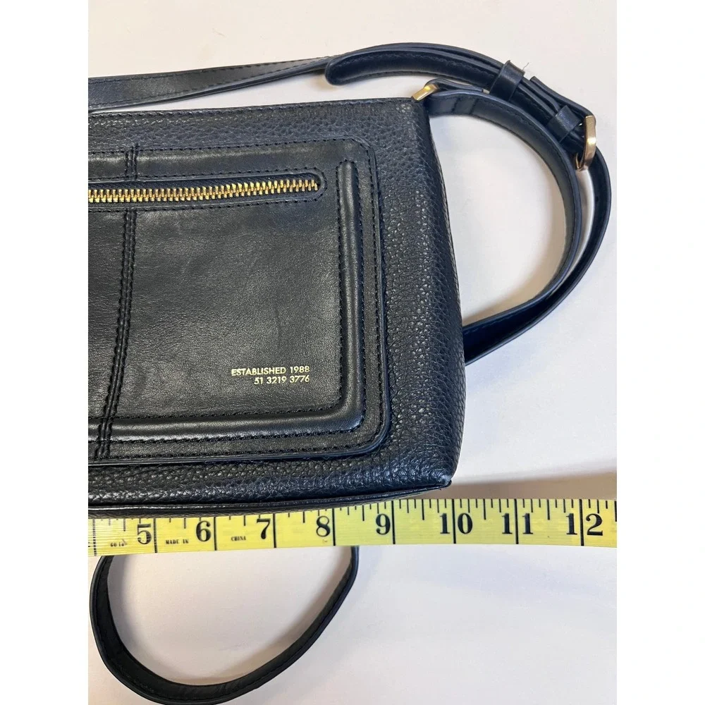 Ted Baker Crossbody Bag Womens Small Black Excellent Pebbled Leather‎ Gold Logo